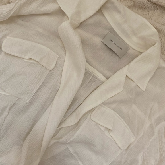Brochu Walker The Finn Blouse wrap long sleeve crinkle gauze white Sz M/L - Picture 5 of 9